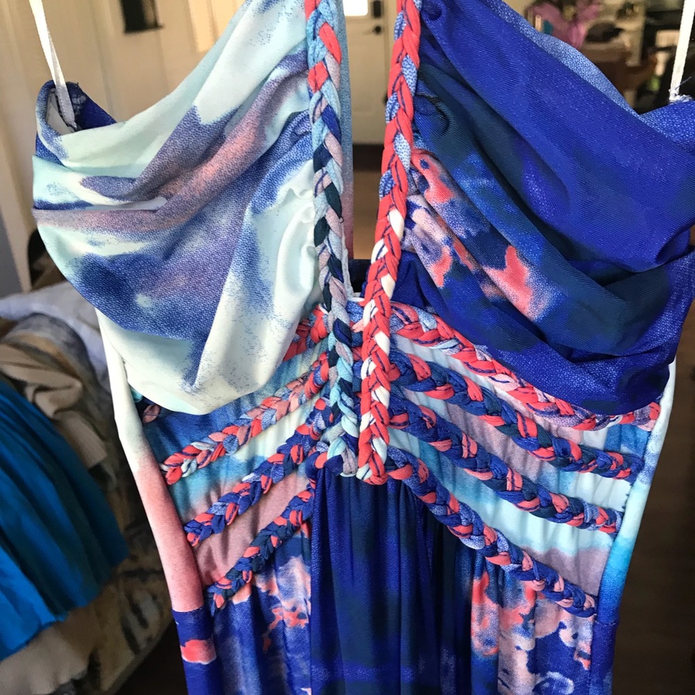 Multi colored maxi halter dress